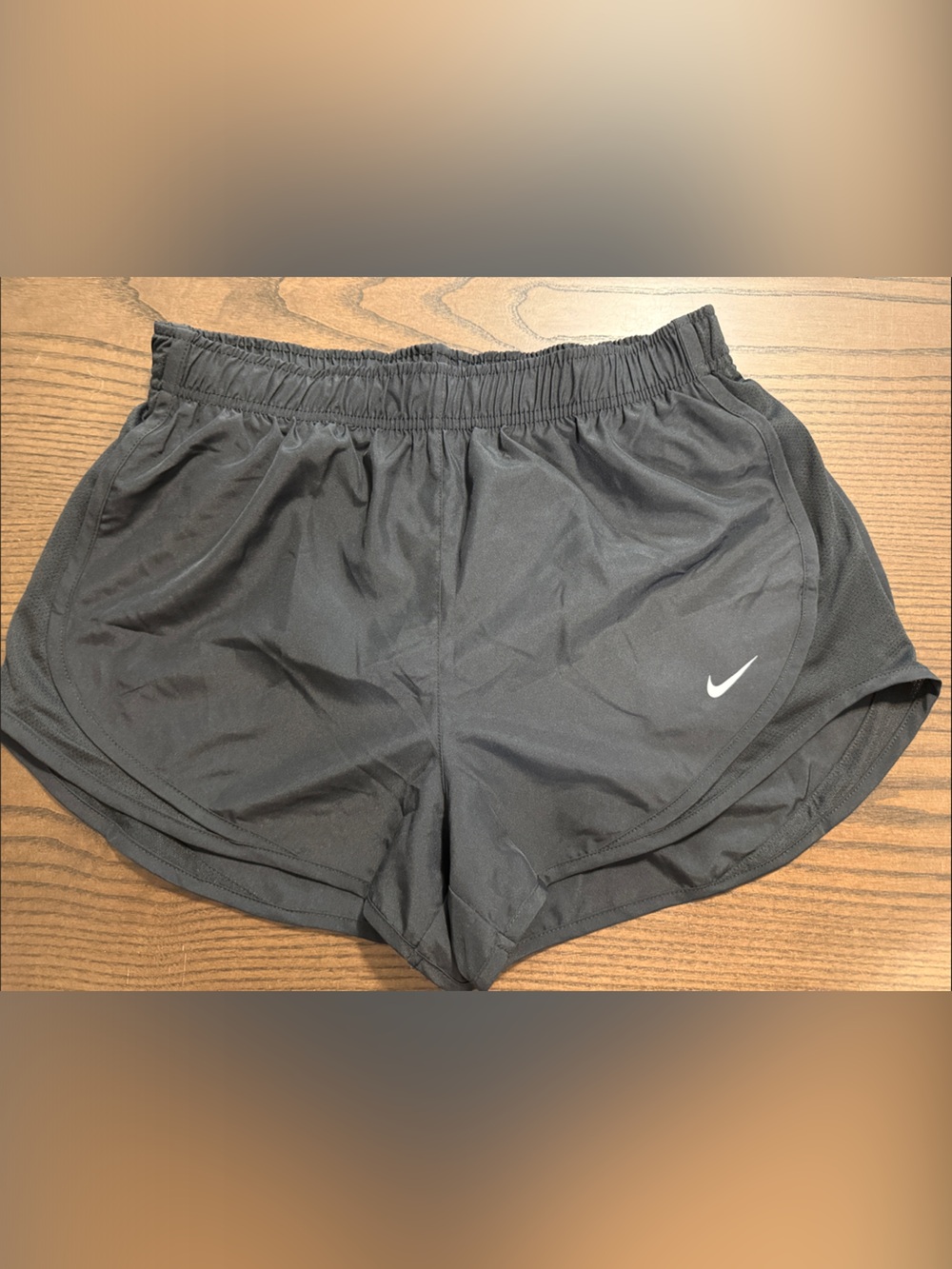 Nike Black Athletic Shorts with White Swoosh - Picture 1 of 1